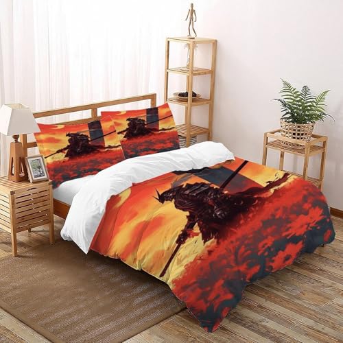 Housse de couette Fleur samouraï lit King 220x240 cm parure lit gothique microfibre