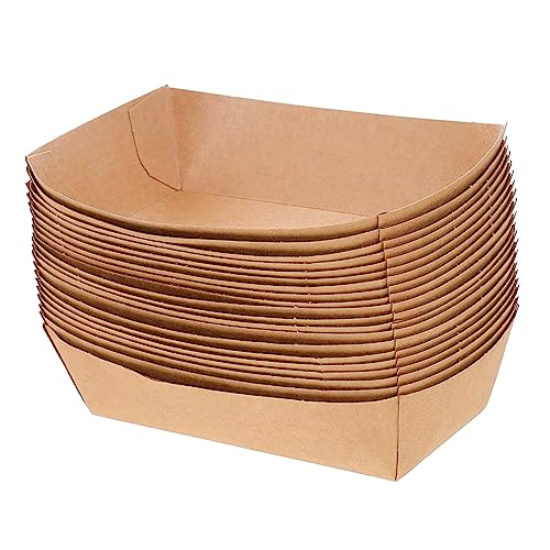 FUNOMOCYA Snack Containers Paper Box Lid 100pcs Divided Serving Tray for Oil Snack Take Out Food Box