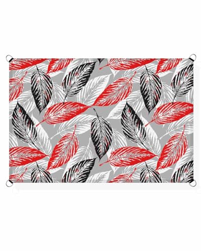 Boanket Sun Shade Sail 14' x 18', Red Black Leaf Large Heavy Duty Outdoor Shades Sun Screen, Watercolor Gray Modern Abstract Art Aesthetics Shade Cloth for Patio Deck Garden Lawns Beach Backyard