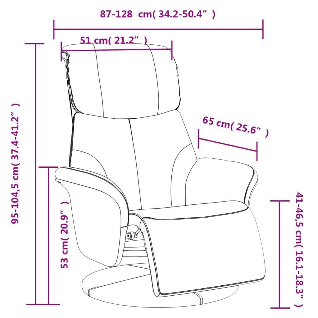 Fotel relaksacyjny z podnóżkiem, kolor brązowy cappuccino, sztuczna skóra, obrotowy, regulowany, z funkcją leżenia, ergonomiczny, wygodny, do salonu, biura, kącika do czytania, kominka