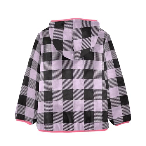 GuoChe Purple Buffalo Plaid Tartan Black Check Scotland Classic Toddler Boy Fleece Jacket2