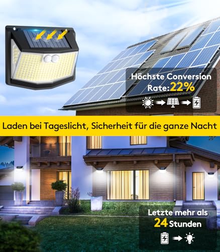 Solarlampen für Außen Außenbereich Bewegungsmelder - 248 LEDs Solarlicht – Ansicht 2