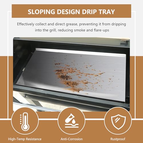 Image of Drip Tray Replacement for Traeger 34 Series, Eastwood 34 /Newer Tex /Tex Elite Pellet Smoker Grills 32.5 inch Stainless Steel Drip Pan for Traeger BCA006 BBQ075 BBQ100 BBQ125