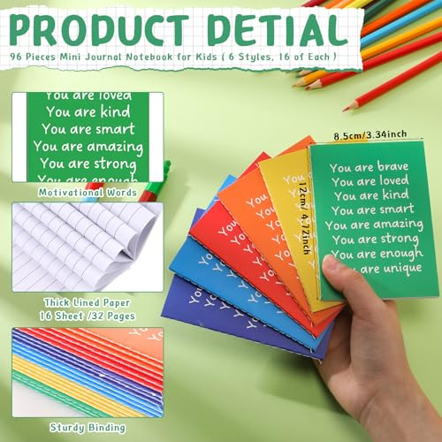 Image of Spakon 96 Pcs Back to School Gifts for Students Bulk Mini Inspirational Notebooks Small Journal Pocket Positive Affirmation Motivational Notepad First Day of School Gifts for Teacher (Rainbow)