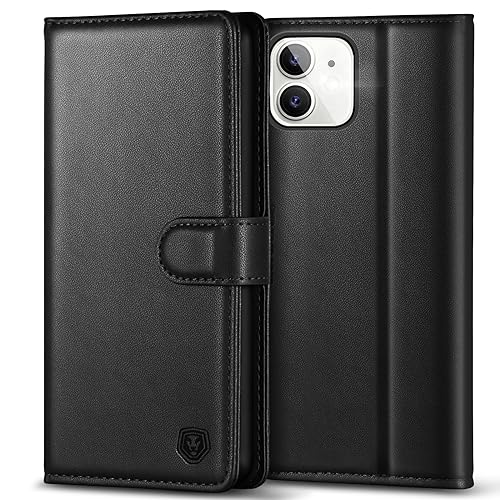 Kuafcase Compatible for iPhone 12/12 Pro Case 4 Card Slots Magnetic Closure Kickstand Shockproof Protective Phone Case Compatible for iPhone 12/12 Pro - Black