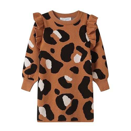 Mud Kingdom Girls Sweater Dress Knit Long Sleeve Ruffle Dress
