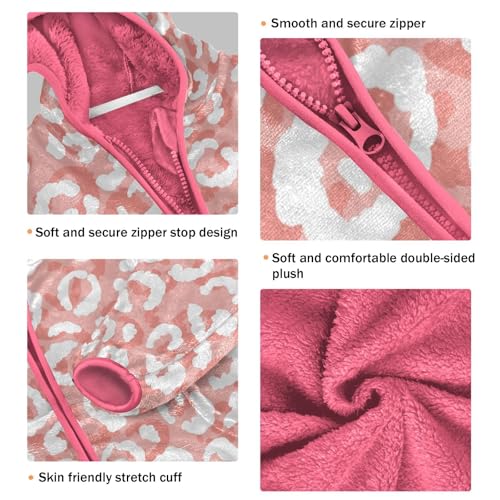 OTVEE Pink Leopard Print Skin Kids Hoodie Jacket Fall Spring Full Zip Warm Outwear Coat3