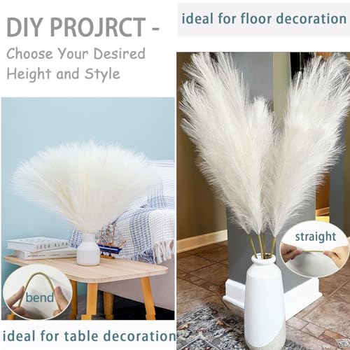 Image of 38 inch 10 Stems White Pampas Grass Tall Decor Faux Pampas Grass for Floor Vase