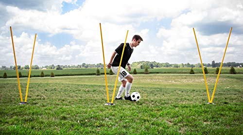 image for Crown Sporting Goods 6 Agility Poles with 3 Bases - Highly Visible, Ye