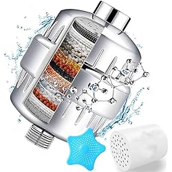 Filtro Suavizador Filtro de ducha – Filtro de cabezal de ducha suavizante de agua con 2 cartuchos de filtro multietapa reemplazables para eliminar el cloro, metal pesado