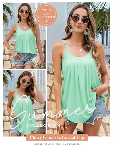 Débardeur d'été chic plissé Vert lac S - Camisole haut de gamme