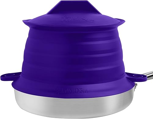 SplatterDom - Protector contra salpicaduras para ollas y sartenes de 8 y 10 pulgadas (20 y 9.8 in), plegable, ajustable, reversible, apto para