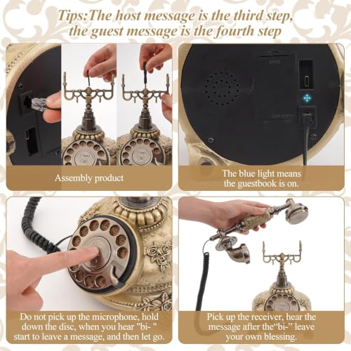 Image of Dratal Imitation Copper Vintage Style Rotary Retro Old Fashioned Rotary Dial Home and Office Telephone Functional Antique Style Telephone-Bronze (DR-01)