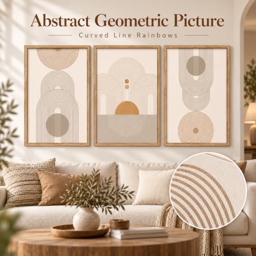 Boho Neutral Geometric Canvas Wall Art Set of 3 12x16 for Modern Decor - Image 2