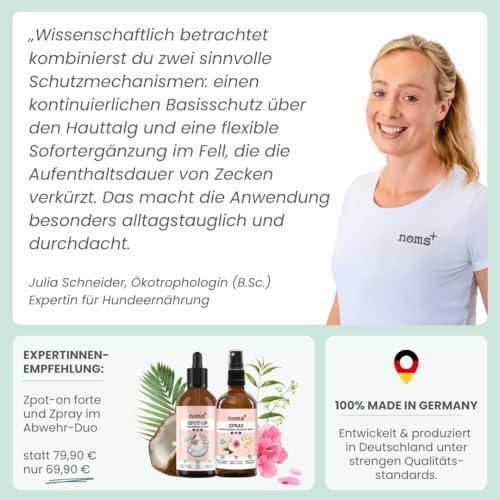 Noms+ Zpray Zeckenmittel für Hunde und Menschen Jahresvorrat | Spray mit pflanzenbasierten Wirkstoffen & Saltidin | gegen Zecken, Milben, Flöhe, Sandmücken