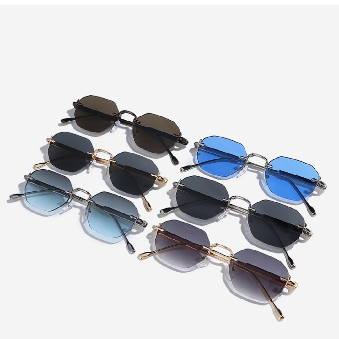 Retro-Sonnenbrille im Punk-Stil, randlos, Damen & Herren, Vintage-Brille, UV400-Schutz