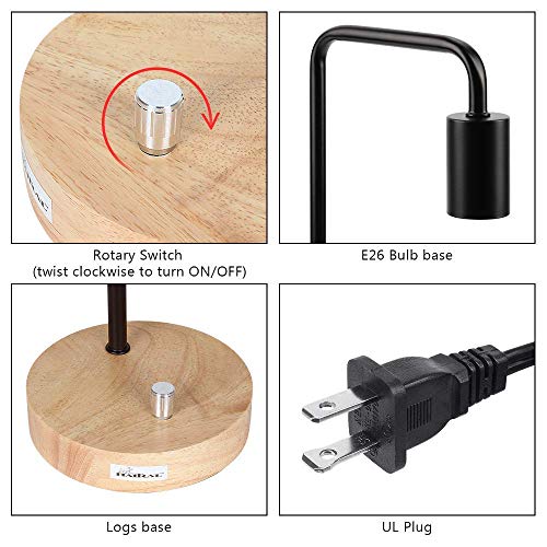 Haitral Industrial Desk Lamp And Wood Bedside Table Lamp For Bedroom,Living Room, Dorm, Bedside(Bundle Products) #TOP7