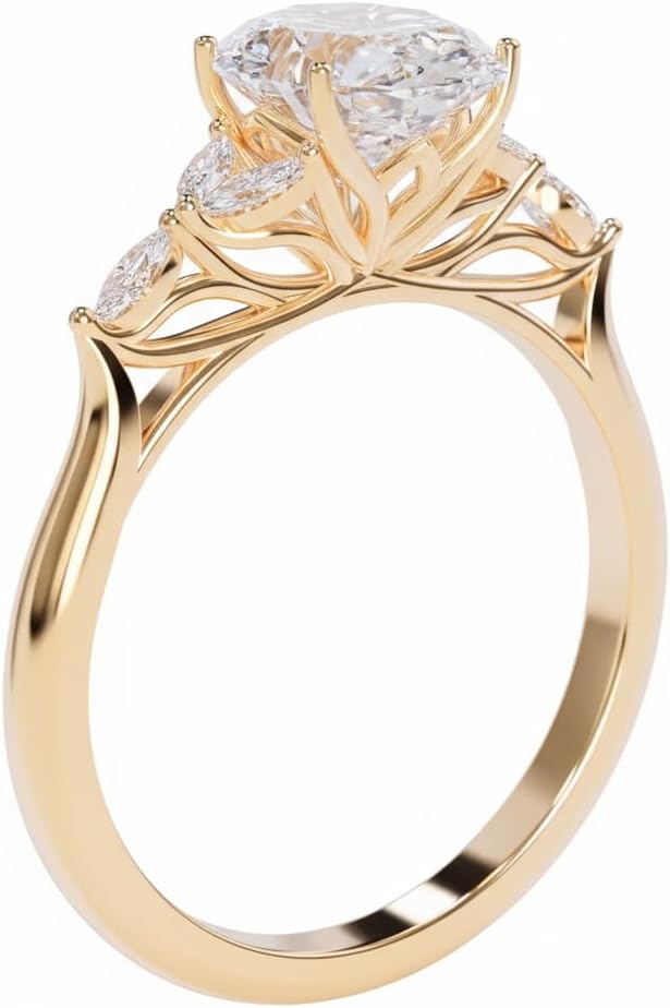 IGI CERTIFIED Oval Cut Diamond Engagement Ring 10K 14K 18K Solid Gold 1.0-3.0 CT Oval Lab Grown Diamond Ring for Women D Color, VS1-VS2 Clarity
