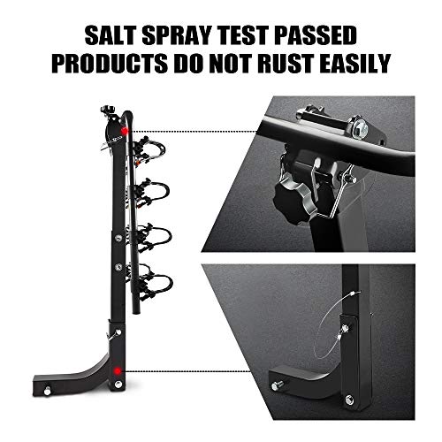 ZESUPER 4-Bike Rack Heavy Duty Bicycle Carrier for Cars, SUVS, Trucks, Vans and Minivans with a 2\'\' Hitch Receiver Rack Hitch Mount - Thumbnail 2