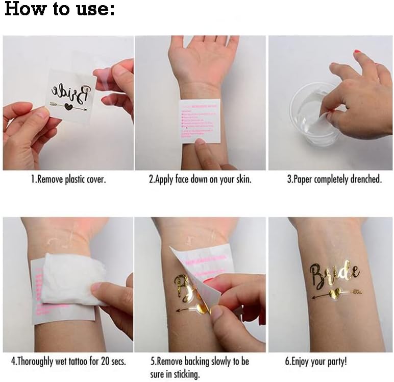WUBAYI 20PCS Metallic Hen Party Tattoos, gold - Image 4