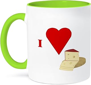 3dRose Love Cheese 15oz Two-Tone Green Mug