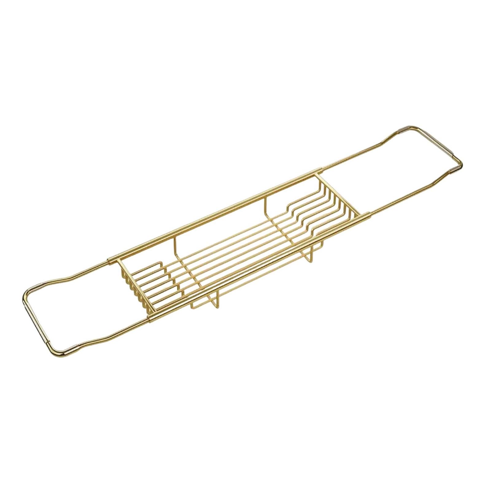 kowaku Mensola Vasca da Bagno Vassoio Vasca Ripiano Vasca Portavassoio Vasca Telescopico in Acciaio Inox con Supporto per Telefono E Vaschette Accessori, Oro Leggero Di Lusso, Versione Estesa