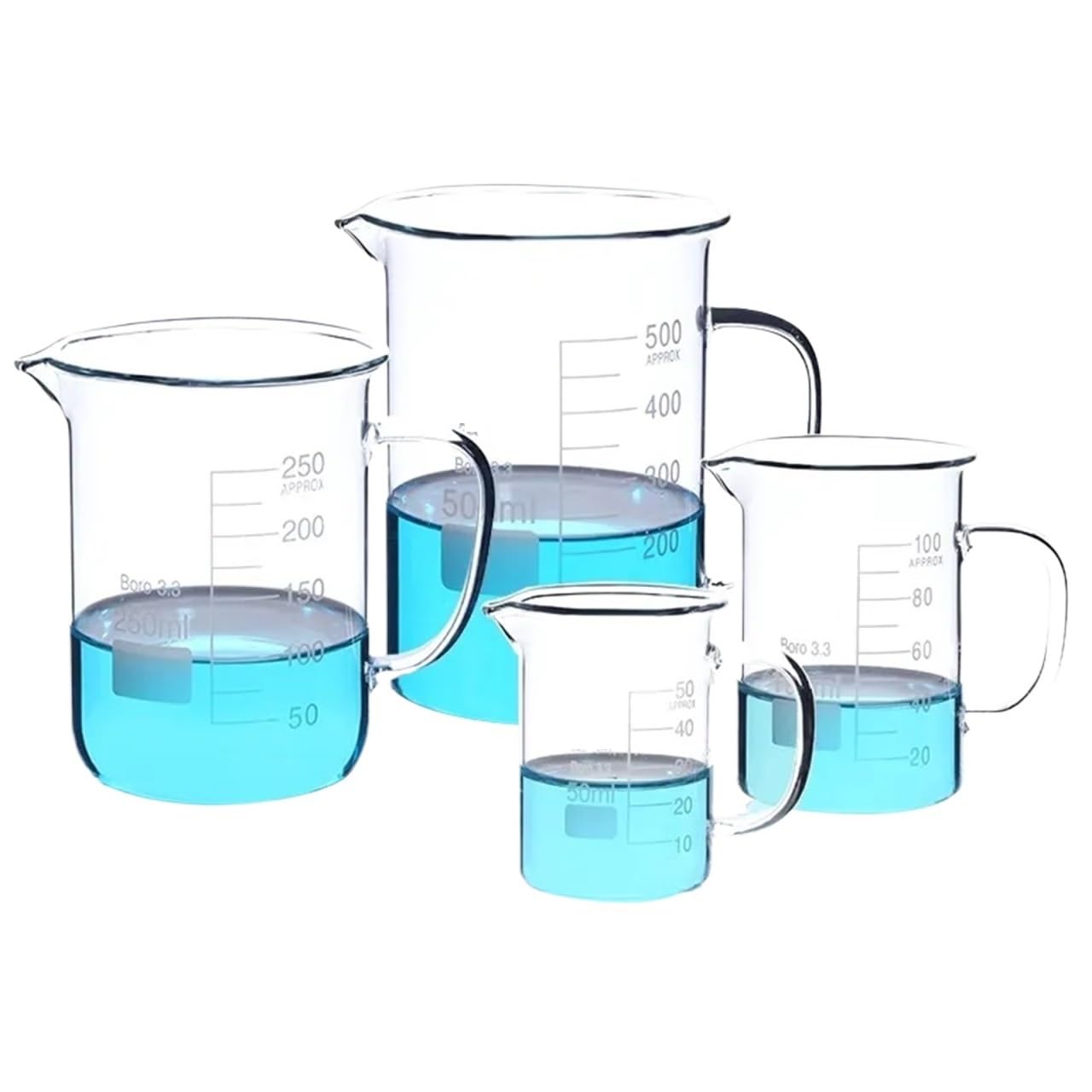 Borosilicate Glass Beaker with Handle Laboratory Graduated Glassware(50ml)