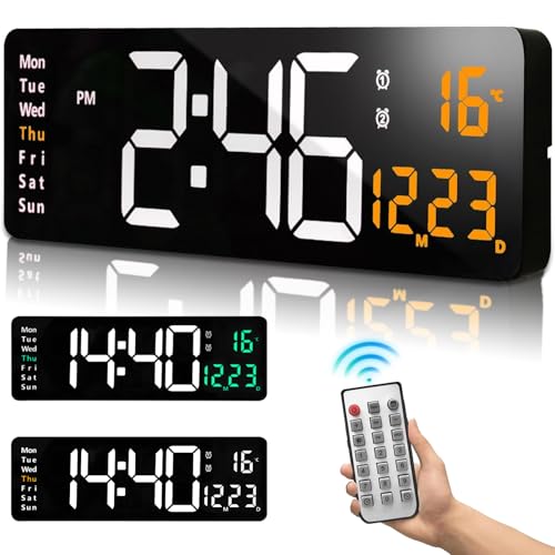 El Mejor Listado de Reloj para Pared del mes. 41 Reloj de Pared Digital Grande,Reloj Digital De Pared De 16 Pulgadas,Carga USB,Relojes de Pared LED con Control, Fecha, Semana,Temperatura, Cuenta Atrás,Visualización de 12/24...
