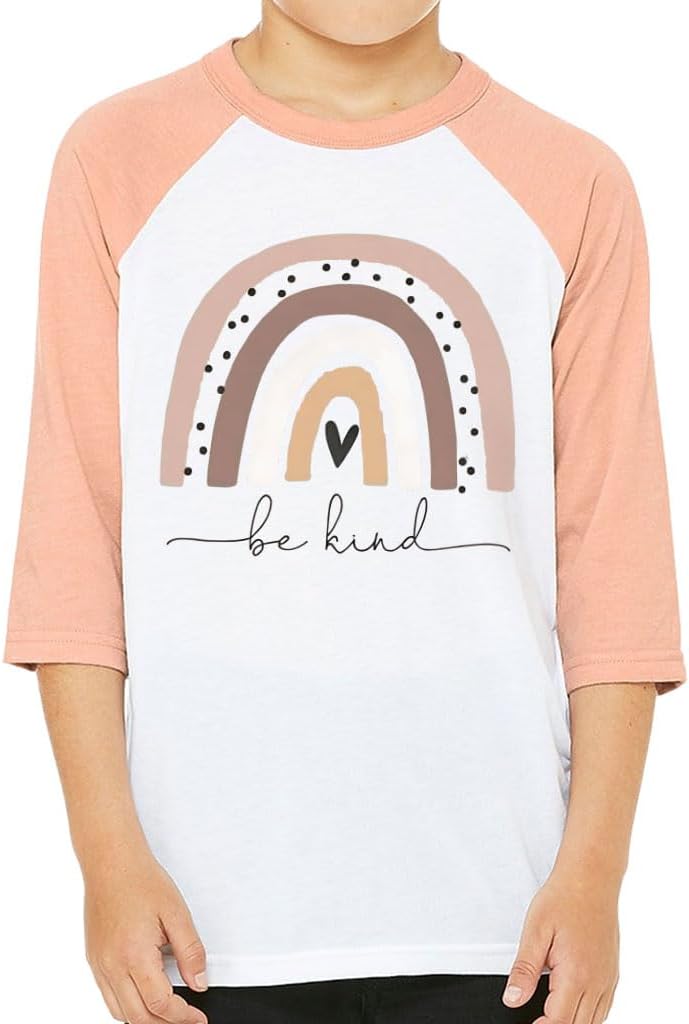 Rainbow Be Kind Kids' Baseball T-Shirt - Be Kind Design Clothing - Daughter Gift