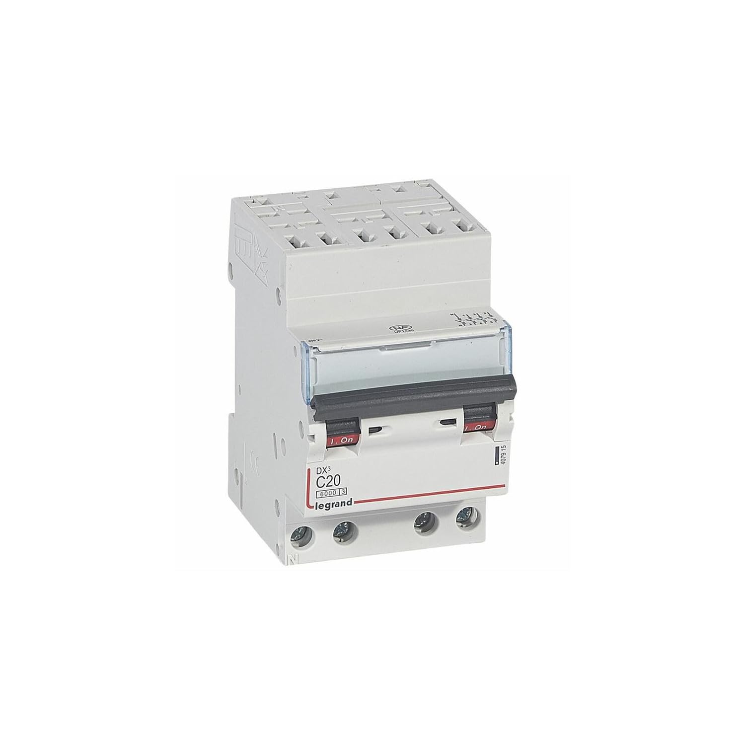 407915 Disjoncteur tétrapolaire 20A - 4P Courbe C - 6/10kA - Automatique et vis - Legrand DX3