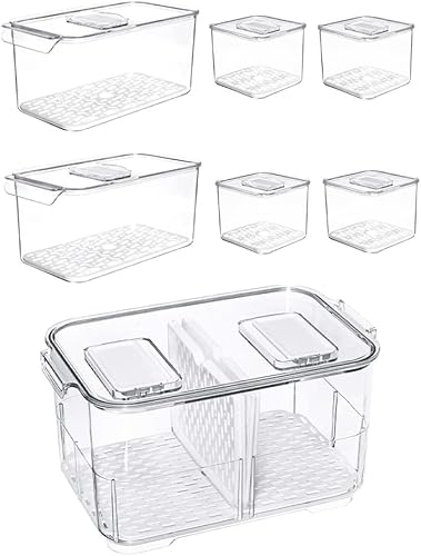 SANNO Recipientes de almacenamiento de alimentos para refrigerador, contenedores de almacenamiento de alimentos para refrigerador, contenedores de