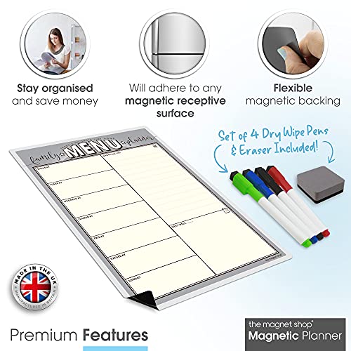 TMS A4 Family Planner Whiteboard voor koelkast | Magnetische wekelijkse maaltijdplanner en kalender | gebruik voor… - Image 3