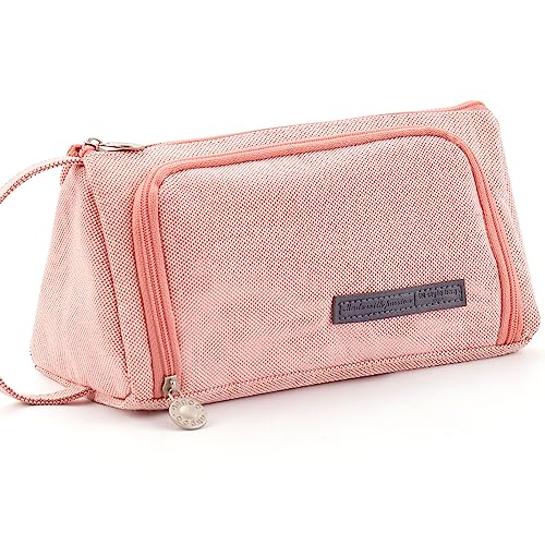(Pink M) - EASTHILL Big Capacity Pencil Case Pouch Pen Case Simple Stationery Bag School College Office Organiser for Teens Girls Adults Student