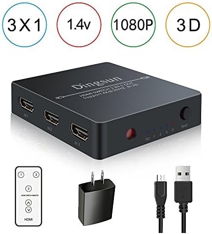 Dinger HDMI Splitter, 4K HDMI Port Splitter 1 Input 4 Output Digital 1 x 4 Splitters with AC Power Adapter, Splitter HDMI Supports 4k, 1080p, 3D