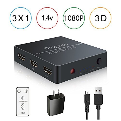 Dinger HDMI Splitter, 4K HDMI Port Splitter 1 Input 4 Output Digital 1 x 4 Splitters with AC Power Adapter, Splitter HDMI Supports 4k, 1080p, 3D