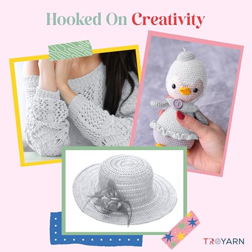 Image of TROYARN Summer (4- Skeins Pack) Silk Effect Hand Knitting Yarn Crochet Art Lace Craft 100% Microfiber Acrylic 4x100 gr (4x383 yds) (105055 - White)