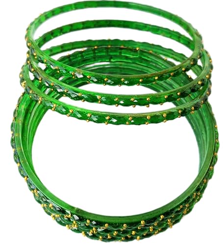 Image of JPS Plain and Glossy Finished Raindrop Glass Bangles Set for Women & Girls | Traditional Ethnic Chudi for Wedding, Party & Regular- Set of 12 Pcs of One Colour | Wedding Special