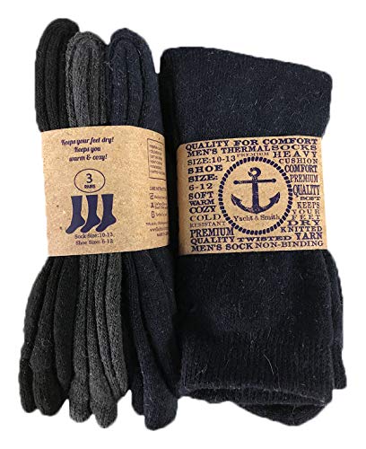 Yacht & Smith Cotton Thermal Crew Socks, Men, Warm Thick Boot Sock, Bulk4