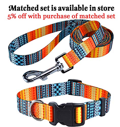 Mihqy Hundehalsband, Verstellbares, Weich & Komfort Hunde Halsband, Böhmisches, Blumen, geometrisches, Stammes Design, für Kleine, Mittlere und Große Hunde(Böhmische Orange,S)