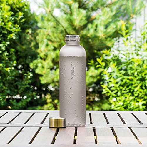 VINSUN Water Bottle 650ml Grey, Leak-proof Water Flask, BPA free, Eco-friendly, Tritan, Reusable Drinks Bottle for Sports Gym - Image 4
