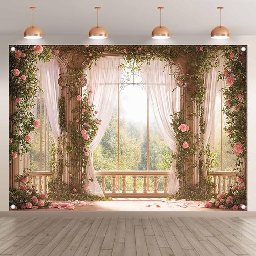 Fondo fotográfico floral verde 7x5 pies miniatura 2