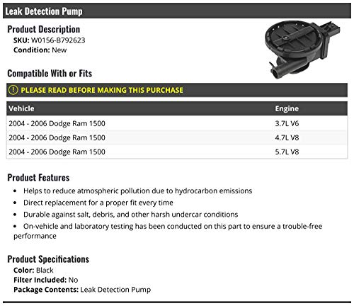 Marketplace Auto Parts Leak Detection Pump - Compatible with 2004-2006 Dodge Ram 1500