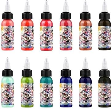 XTREME Ink Meow Meow Signature Tattoo Ink Set - 12 Professional Colors for Illustration, Animation and Contemporary Style - Vibrant Warm & Cool Tones - Smooth Saturation Set of 12, 0.5 oz.