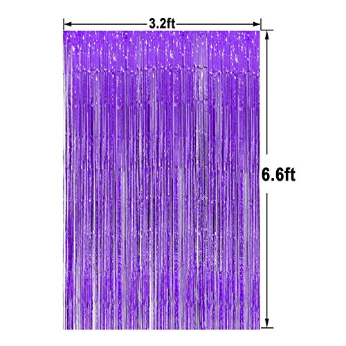 Image of Rozi Decoration Happy Birthday Purple Theme Confetti & Metallic Balloons, Heart Star Balloon Foil Fringe Curtain 16th 18th 19th 21st Purple & Silver Theme Birthday Party Kit Pack of 37 Piece