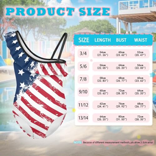 Girls' One Piece Swimsuits One Shoulder Ruffle Halter Beach Bathing Suits 3-14Y4