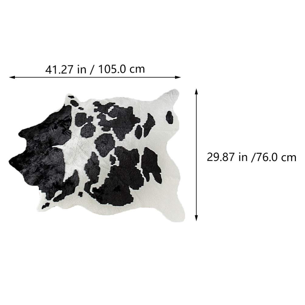 VOSAREA Tapis de Sol Imitation Peau de Vache Blanc Antidérapant en Polyester Multifonction pour Décoration Maison et Chambre