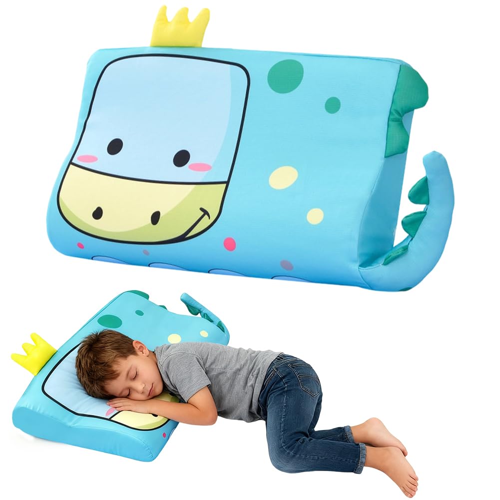RANJIMA Schlummerkids poduszka dziecięca, urocze zwierzęta, poduszka z pamięcią kształtu, ergonomiczna, przytulna, oddychająca, prezent na urodziny, dla miękkich snów, hipopotam