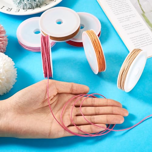 Cordón de algodón encerado Craftdady de 1 mm con 6 rollos resistentes para trenzas y joyas 8