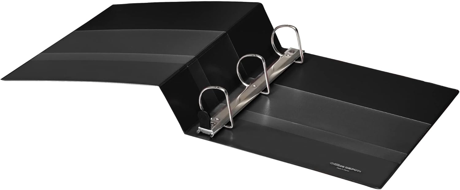 Office Depot® Heavy-Duty View 3-Ring Binder, 2" D-Rings, Black, 49% Recycled, Pack of 4