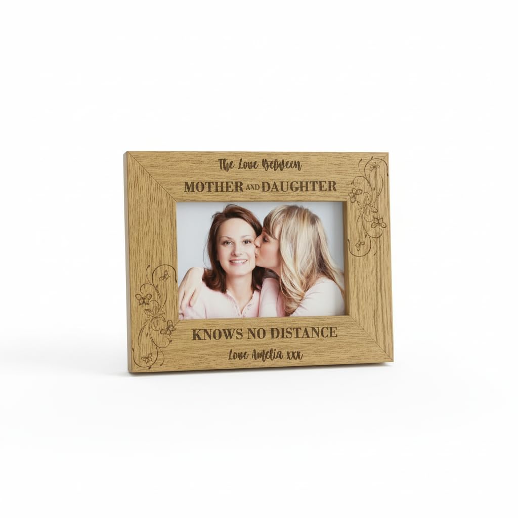 Ukgiftstoreonline Personalised Mother & Daughter Knows No Distance Wooden Photo Frame Gift (5 X 7 Inch)